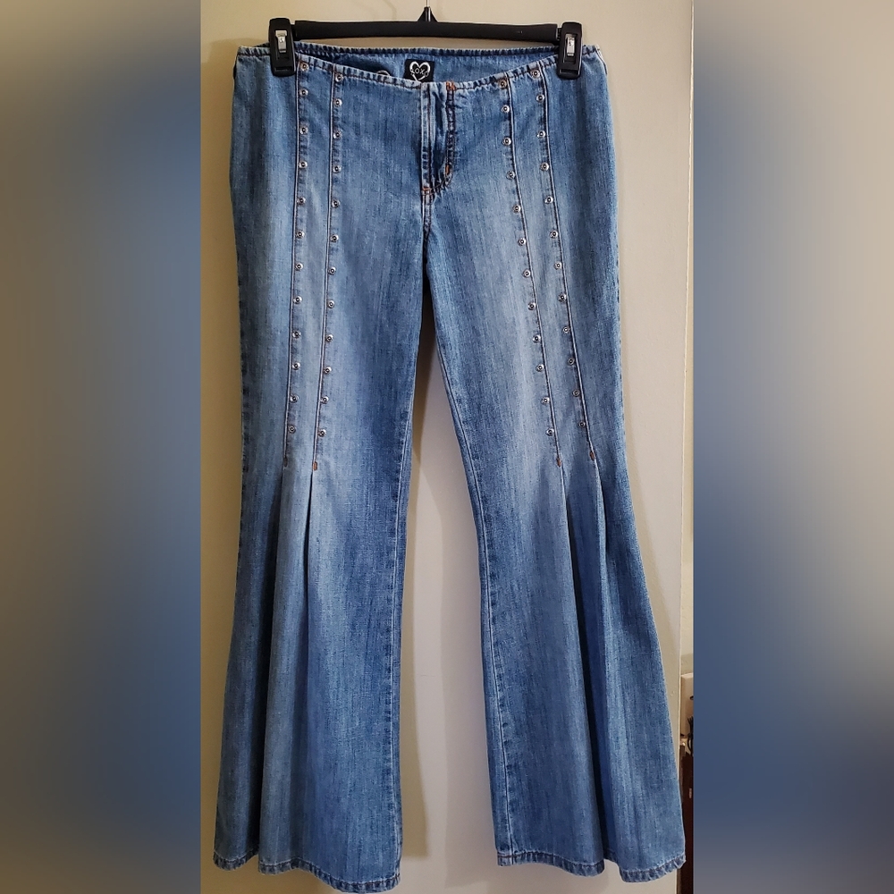 XOXO Bell Bottom / Flare Studded Jeans Size 9/10